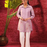 Suhani Lavender Embroidered Viscose Satin Tunic for Women