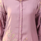 Suhani Lavender Embroidered Viscose Satin Tunic for Women