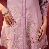 Suhani Lavender Embroidered Viscose Satin Tunic for Women