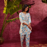 Mohini Turquoise Printed Rayon Co-ord Set for Women