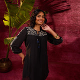 Nazakat Black Viscose Georgette Embroidered Top for Women