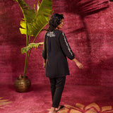 Nazakat Black Viscose Georgette Embroidered Top for Women