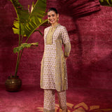 Apsara Moss Green Printed Cotton Silk Designer Kurta Set