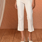 Ivory White Capri with Elastic Waist Band