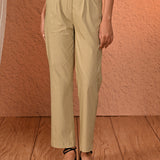 Eva Beige Straight Fit Trousers for Women