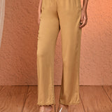 Maheer Beige Relaxed Fit Pants for Women