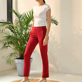 Liah Red Straight Fit Trousers for Women