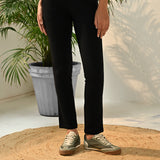 Liah Black Straight Fit Trousers for Women