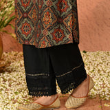 Mahira Black Cotton Relaxed Fit Palazzos for Women