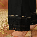 Mahira Black Cotton Relaxed Fit Palazzos for Women