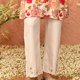 Joy Light Pink Embroidered Relaxed Fit Rayon Pants for Women