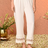 Rhea Ivory Rayon Loose Fit Palazzo Pants for Women