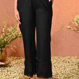 Maria Black Cotton Relaxed Fit Palazzo Pants for Women