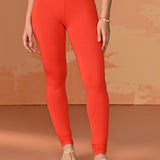 Sofia Orange Skinny Fit Leggings for Women