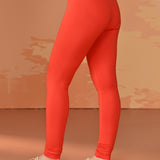 Sofia Orange Skinny Fit Leggings for Women