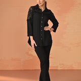 Samreen Black Embroidered Georgette Shirt for Women