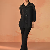 Samreen Black Embroidered Georgette Shirt for Women