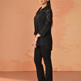 Samreen Black Embroidered Georgette Shirt for Women