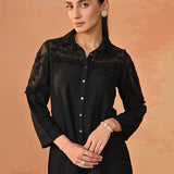 Samreen Black Embroidered Georgette Shirt for Women