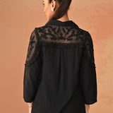 Samreen Black Embroidered Georgette Shirt for Women