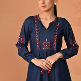 Amna Embroidered Denim Top for Women