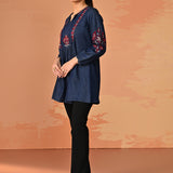 Amna Embroidered Denim Top for Women