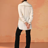 Nausheen Ivory Embroidered Viscose Shirt for Women