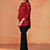 Samreen Maroon Embroidered Georgette Shirt for Women