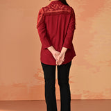 Samreen Maroon Embroidered Georgette Shirt for Women