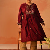 Dia Wine Printed Rayon Kurta for Women