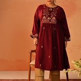 Dia Wine Printed Rayon Kurta for Women