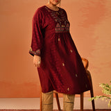 Dia Wine Printed Rayon Kurta for Women