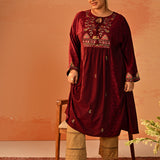 Dia Wine Printed Rayon Kurta for Women