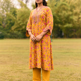 Nitara Mustard Printed Rayon Co-ord Set