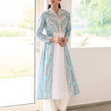 Imara Blue Printed Georgette Kurta Set