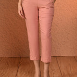 Mehr Pink Cotton Relaxed Fit Trousers for Women