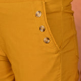 Mehr Mustard Cotton Relaxed Fit Trousers for Women