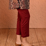 Ayeza Maroon Classic Fit Pants for Women