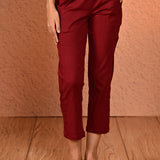 Ayeza Maroon Classic Fit Pants for Women