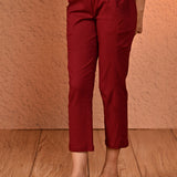 Ayeza Maroon Classic Fit Pants for Women