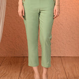 Mehr Sea Green Cotton Relaxed Fit Trousers for Women