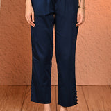 Mia Dark Blue Relaxed Fit Pants for Women