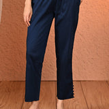 Mia Dark Blue Relaxed Fit Pants for Women