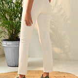 Liah Off White Straight Fit Trousers for Women