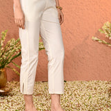 Mehreen White Cotton Relaxed Fit Cotton Trousers for Women