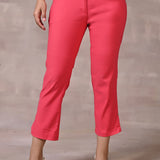 Pink Regular Plain Designer Capri