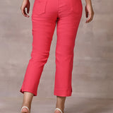 Pink Regular Plain Designer Capri