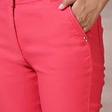 Pink Regular Plain Designer Capri