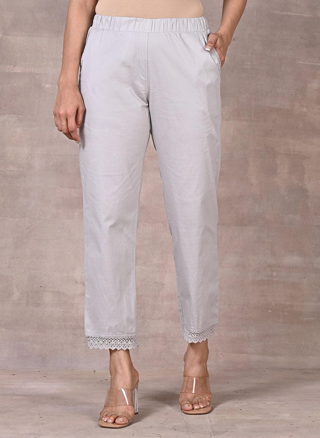 Grey Capri With Lace Detail - Lakshita