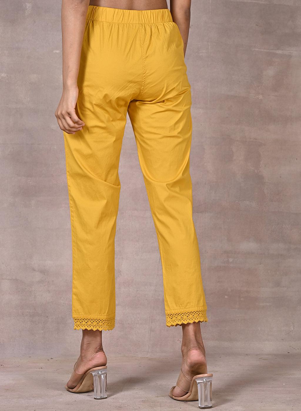 Mustard Regular Plain Capri - Lakshita